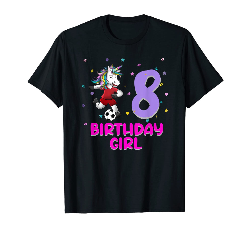 Unicorn Soccer 8Th Birthday Love Funny 8 T-Shirt - Streetwear Style Unisex