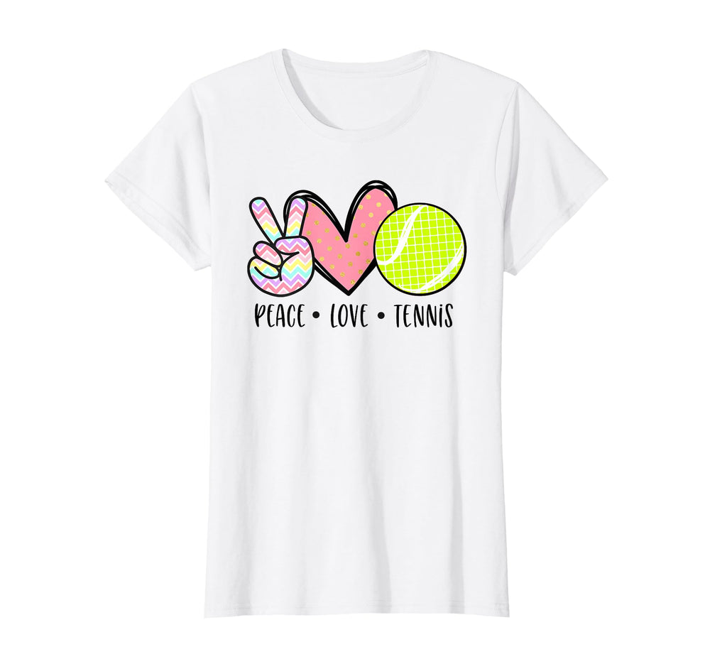 Peace Love Tennis Teen Little Pastel T-Shirt - Novelty Apparel for Adults