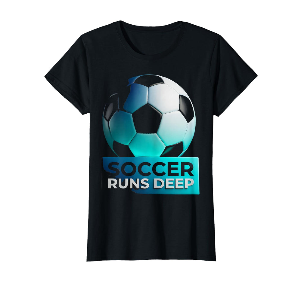 Soccer Runs Deep Soccer Ball T-Shirt - Fun Novelty Design for Adults