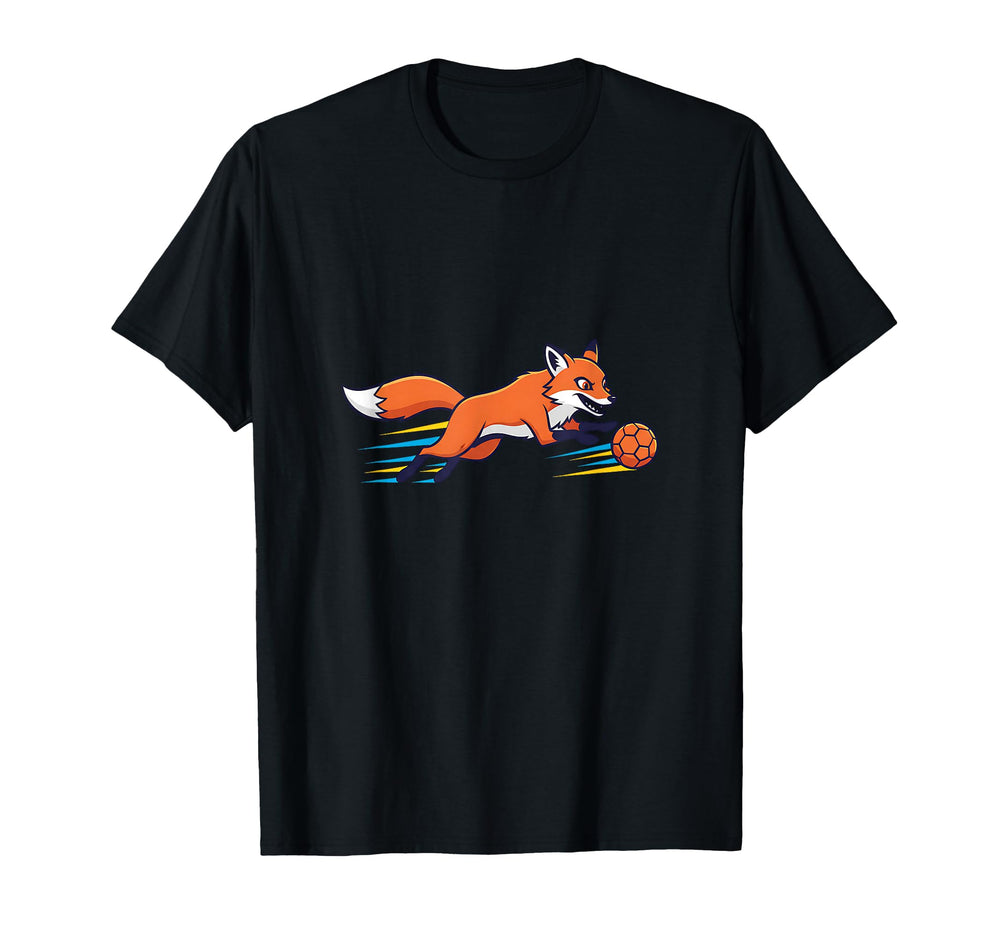 Speedy Fox Football Striker Running Ball T-Shirt - Graphic Print for Adults