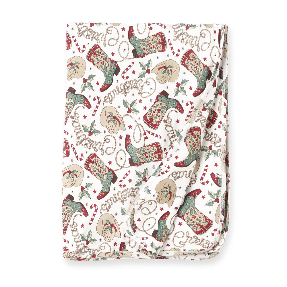 Western Christmas Stroller Blanket – Soft Bamboo Holiday Tesa Babe