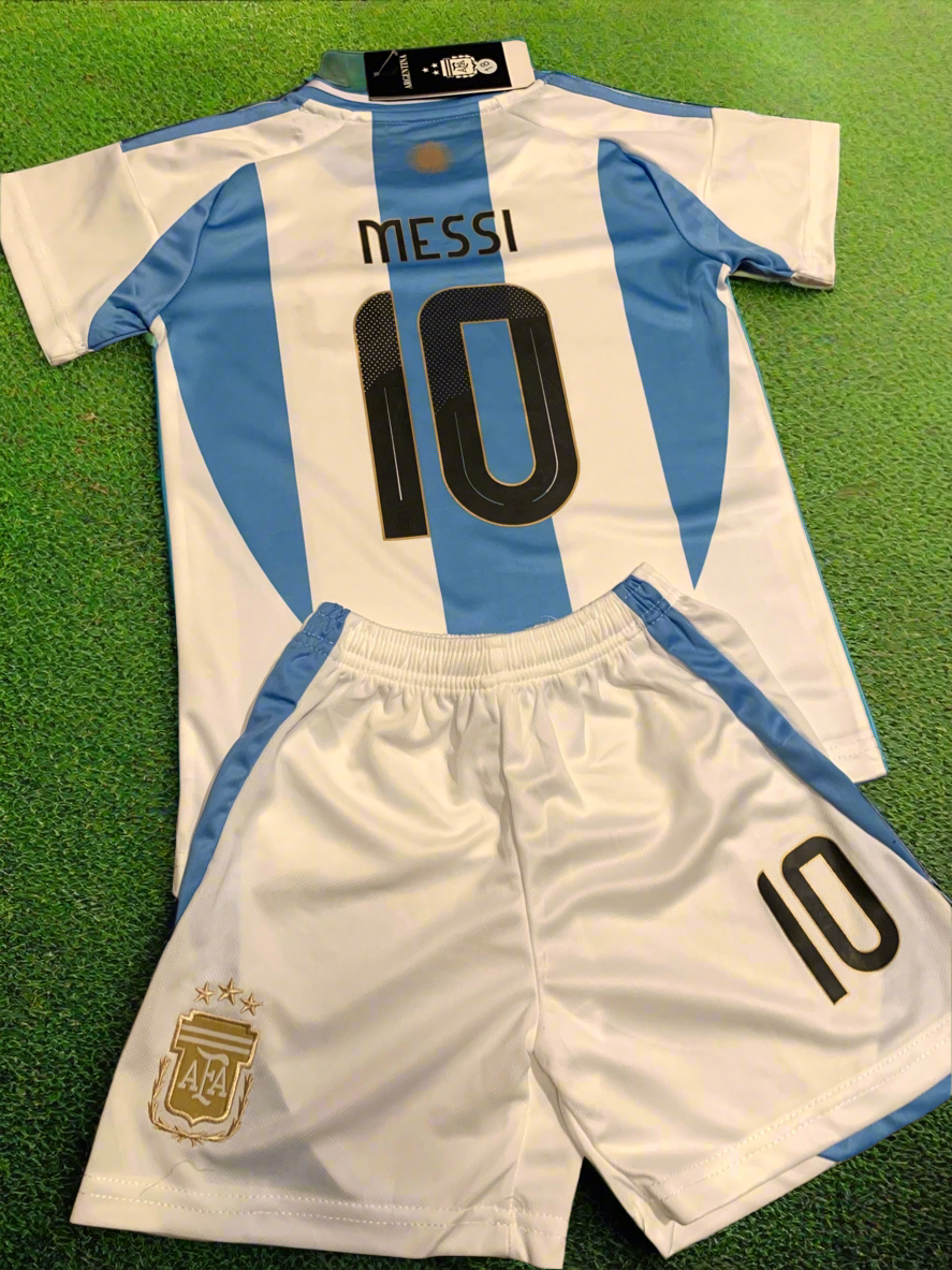 Lionel Messi Kids Soccer Argentina Home Jersey Set Youth & Toddler Sizes CustomKiddos.com