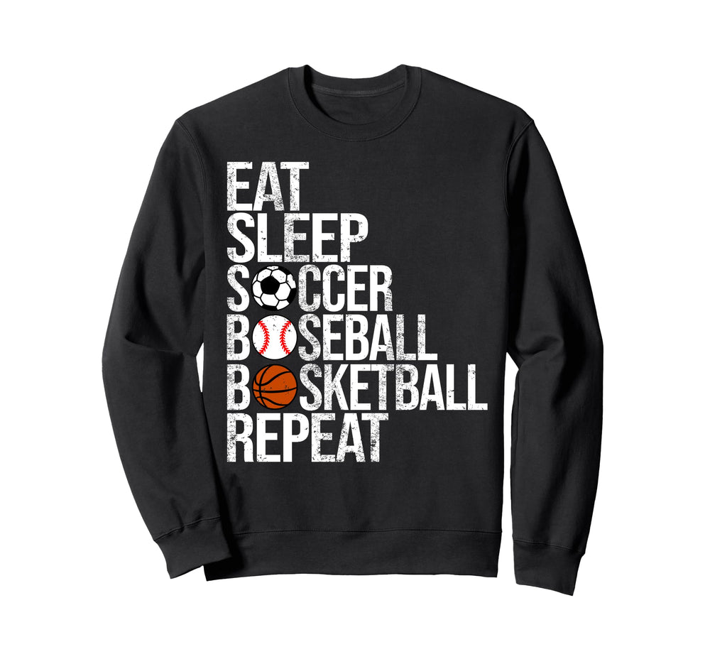 Eat Sleep Soccer Baseball Sweatshirt - Streetwear Style Men Women