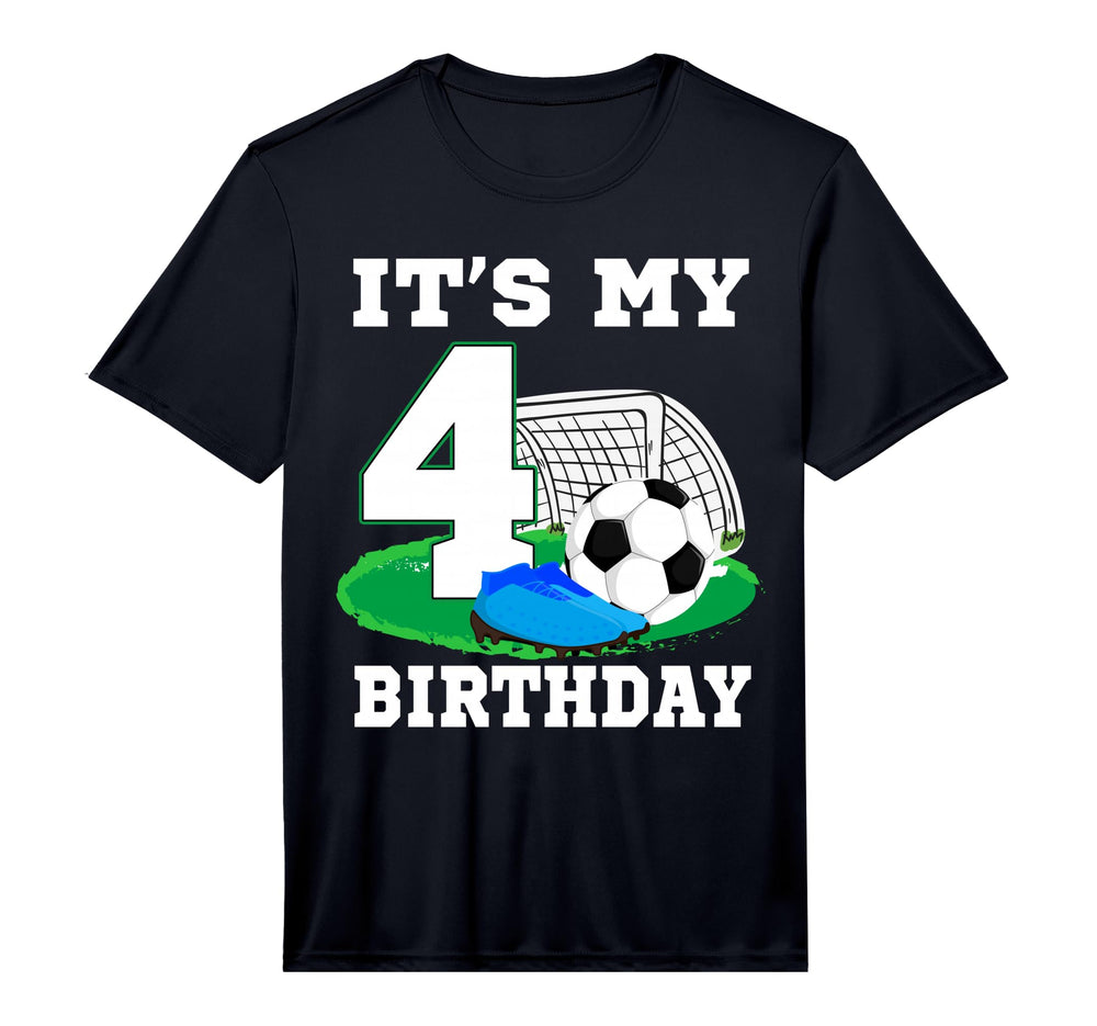 Its My 4 Year Old Birthday Soccer T-Shirt - Custom Art Print for Adults