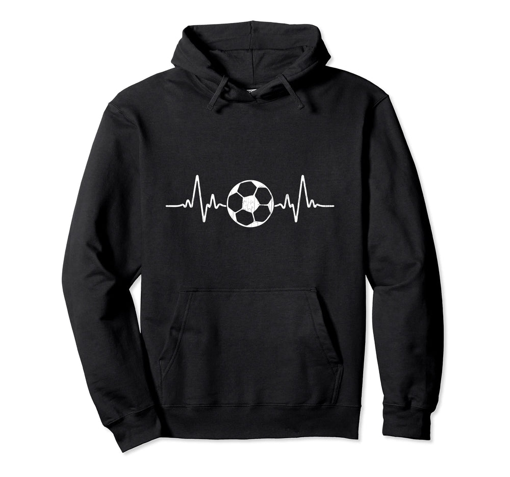 Soccer Heartbeat Funny Player Coach Hoodie - Novelty Apparel for Adults