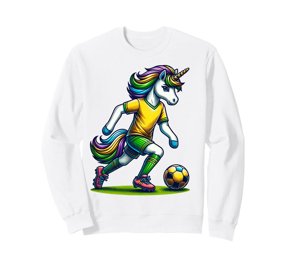 Footballer Unicorn Fans Soccer Team Sweatshirt - Graphic Print for Adults