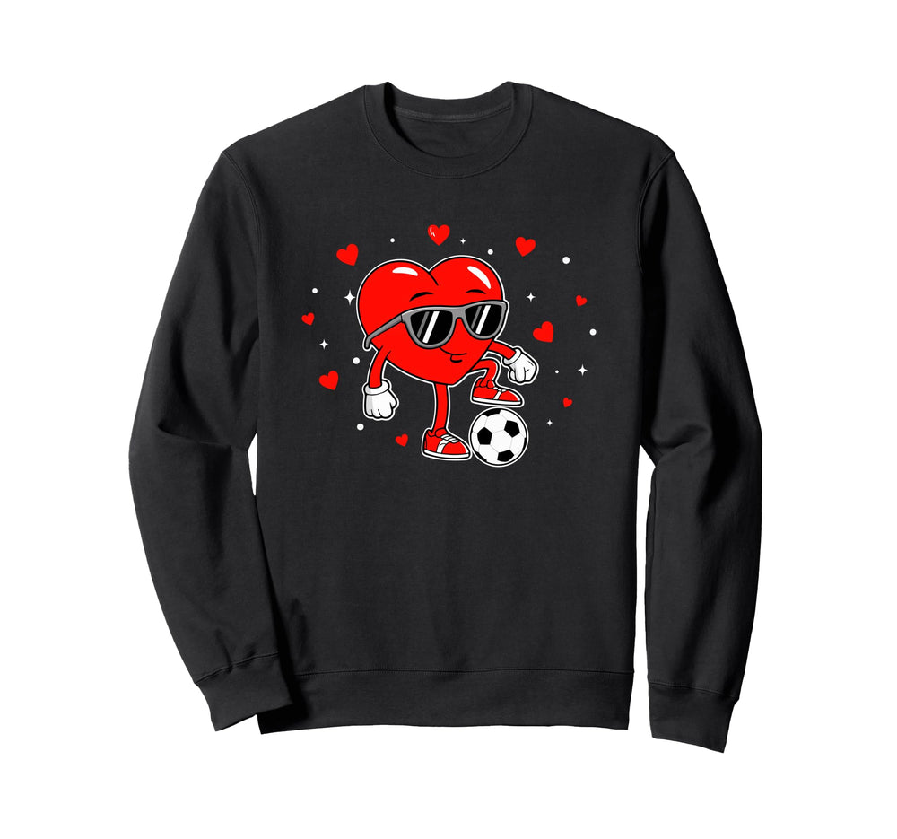 Heart Soccer Love Fun Football Sweatshirt - Minimalist Print for Adults
