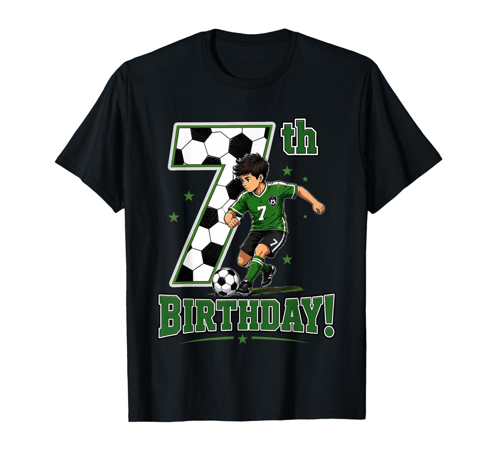 Seventh Birthday Soccer Seven Year Old T-Shirt - Streetwear Style Men Women