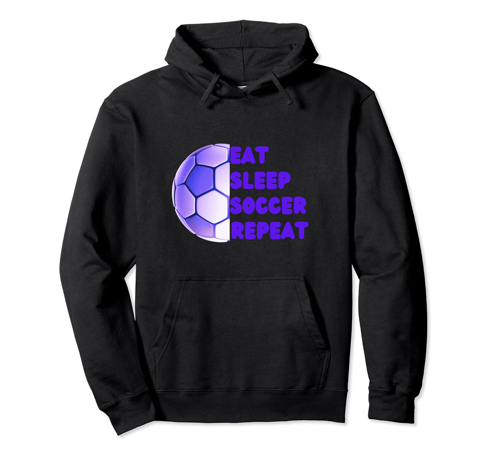 Eat Sleep Soccer Repeat Purple Soccer Hoodie - Streetwear Style for Adults