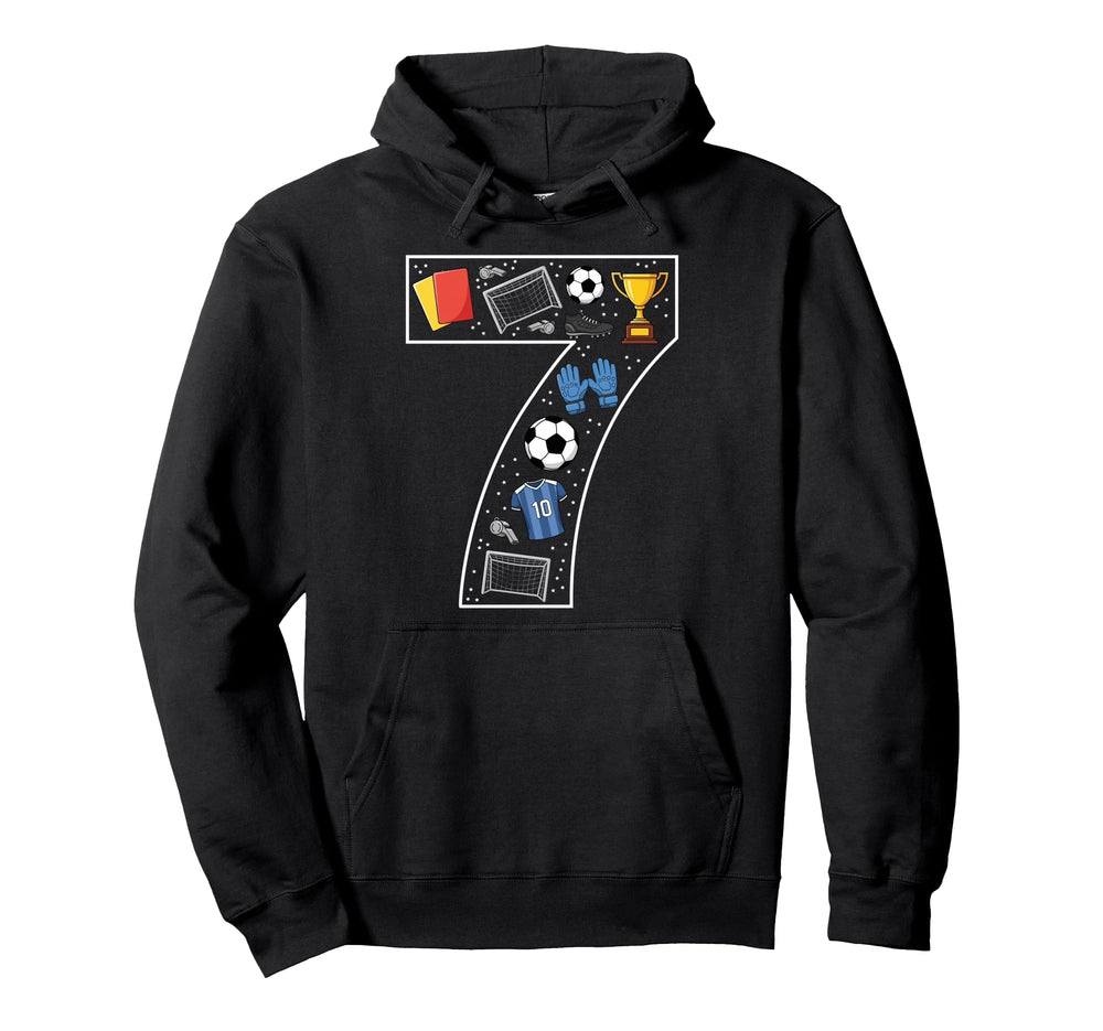 7Th Birthday 7 Year Old Football Soccer Hoodie - Unique Graphic Men Women