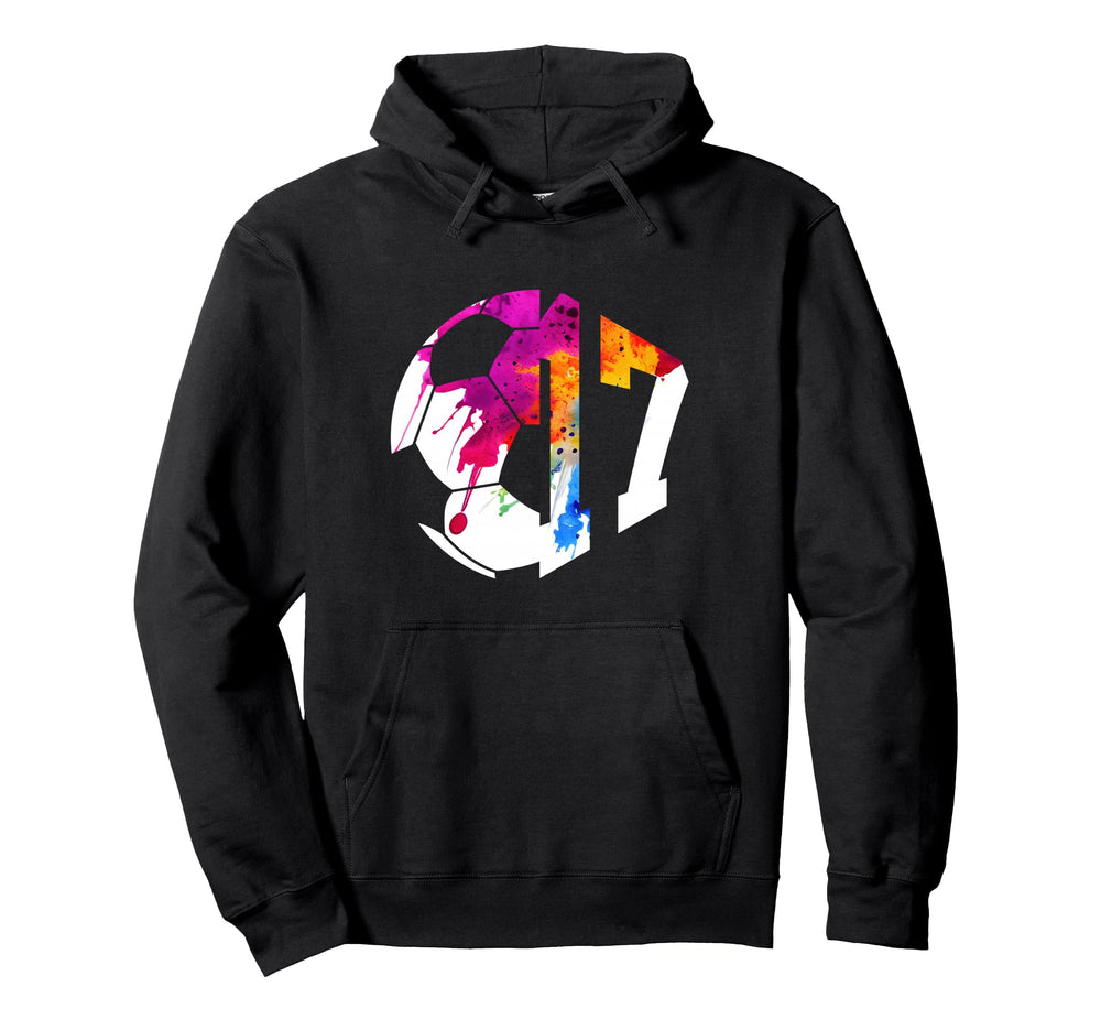 Number 17 Years Soccer 17Th Birthday Hoodie - Unique Graphic Unisex