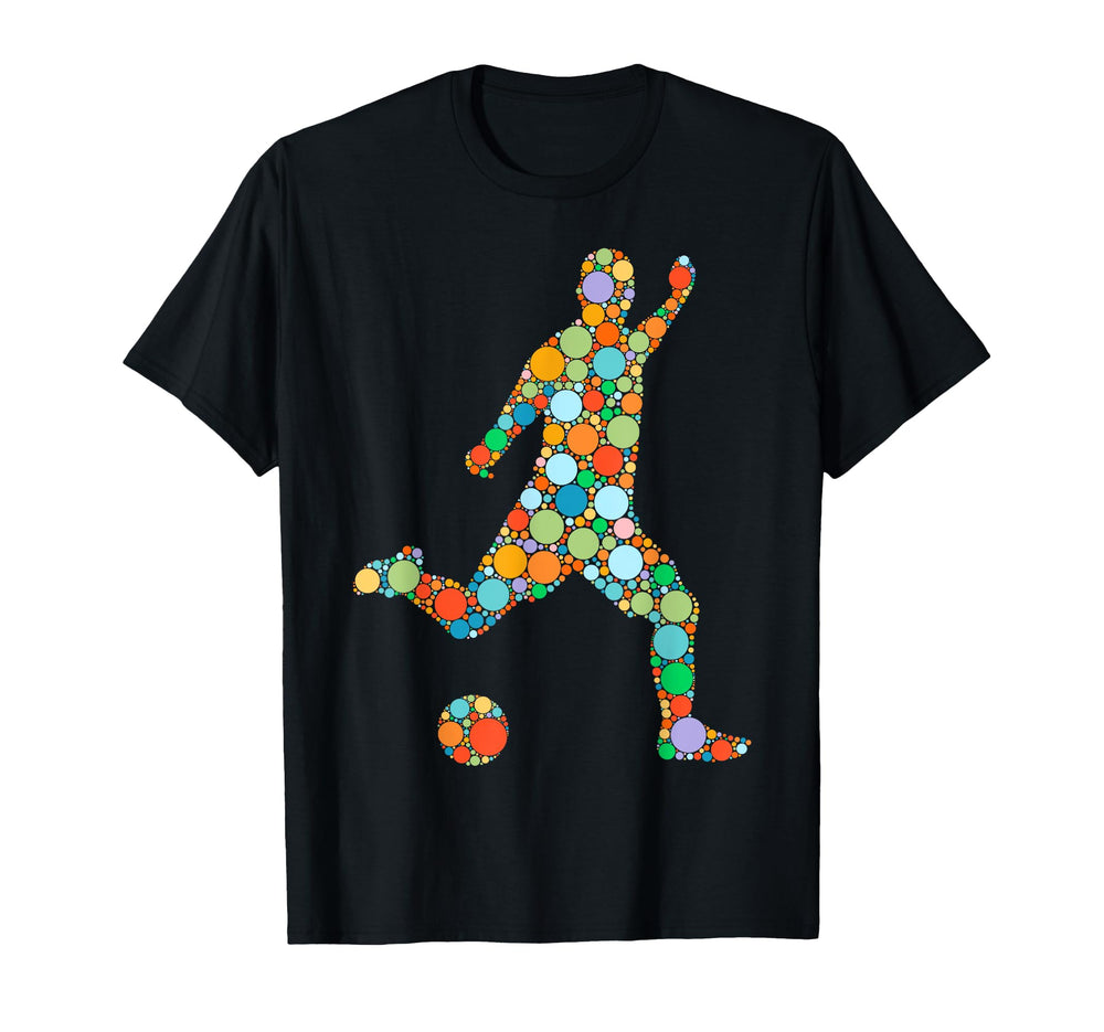 Soccer Player Ball Polka Dots Happy T-Shirt - Trendy Graphic for Adults