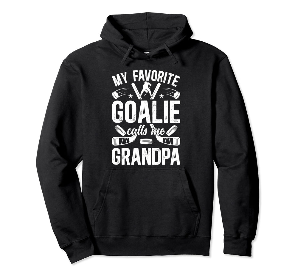 Ice Hockey Goalie Grandpa Hockey Hoodie - Unique Graphic Men Women
