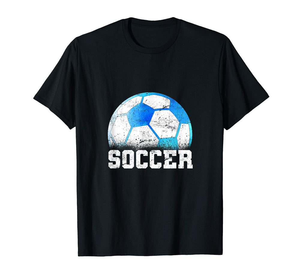 Soccer Blue Galaxy Distressed T-Shirt - Graphic Print for Adults