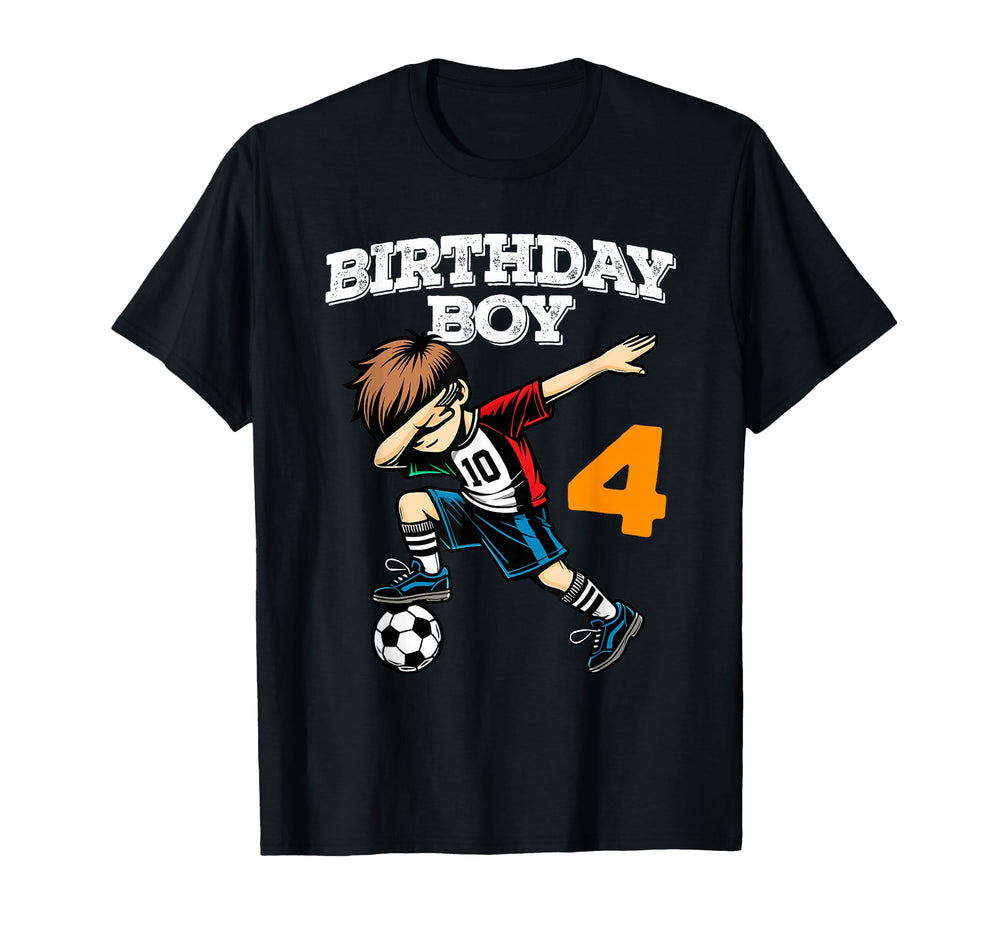 Funny Dabbing 4Th Birthday Soccer 4 T-Shirt - Novelty Apparel for Adults