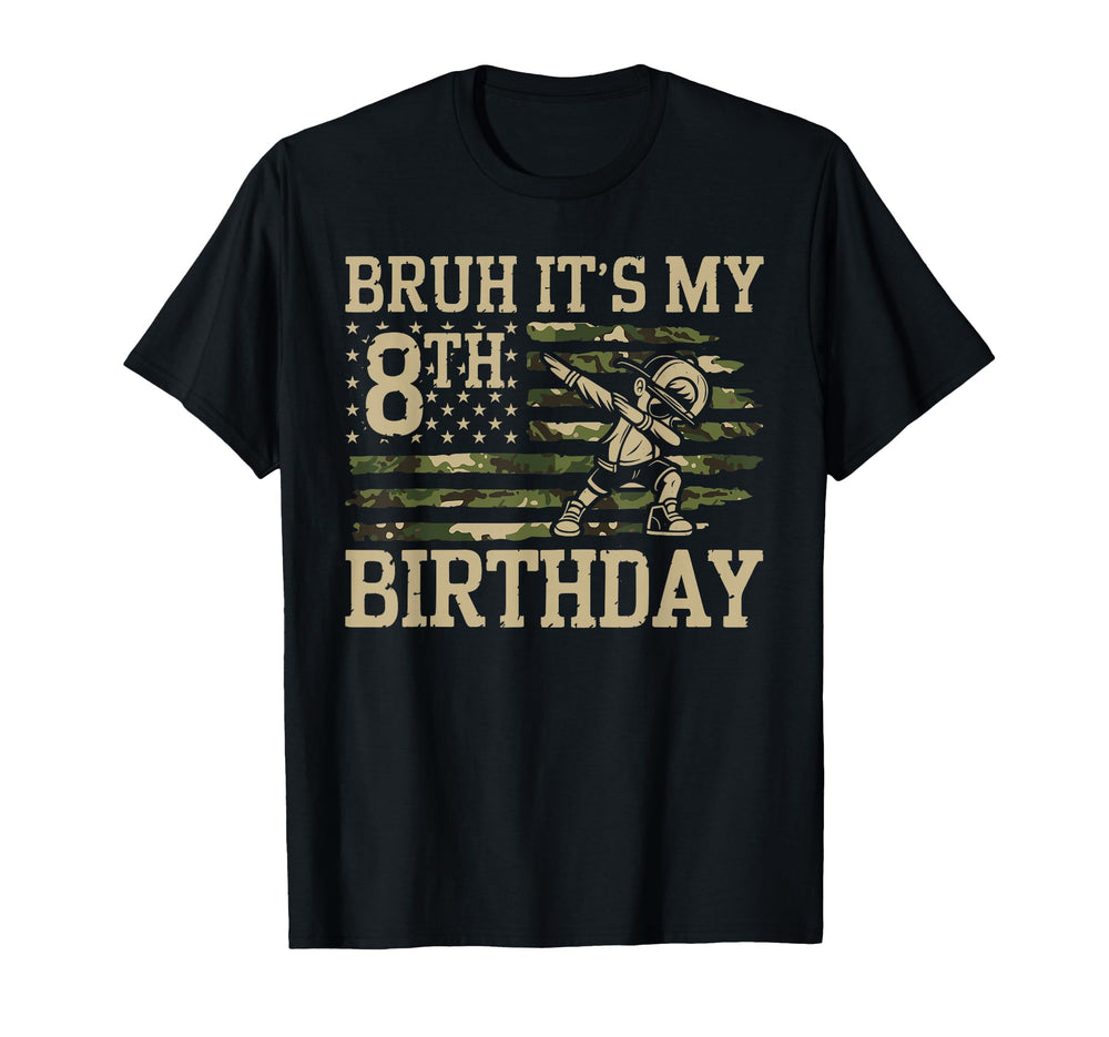 8 Year Old Dabbing Bday Camo T-Shirt - Casual Everyday Wear for Adults