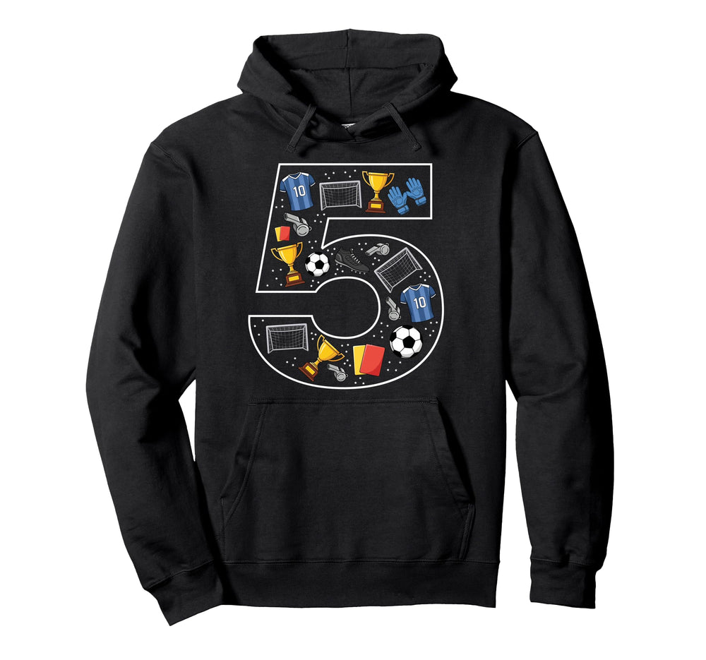 5Th Birthday 5 Year Old Football Soccer Hoodie - Trendy Graphic Unisex