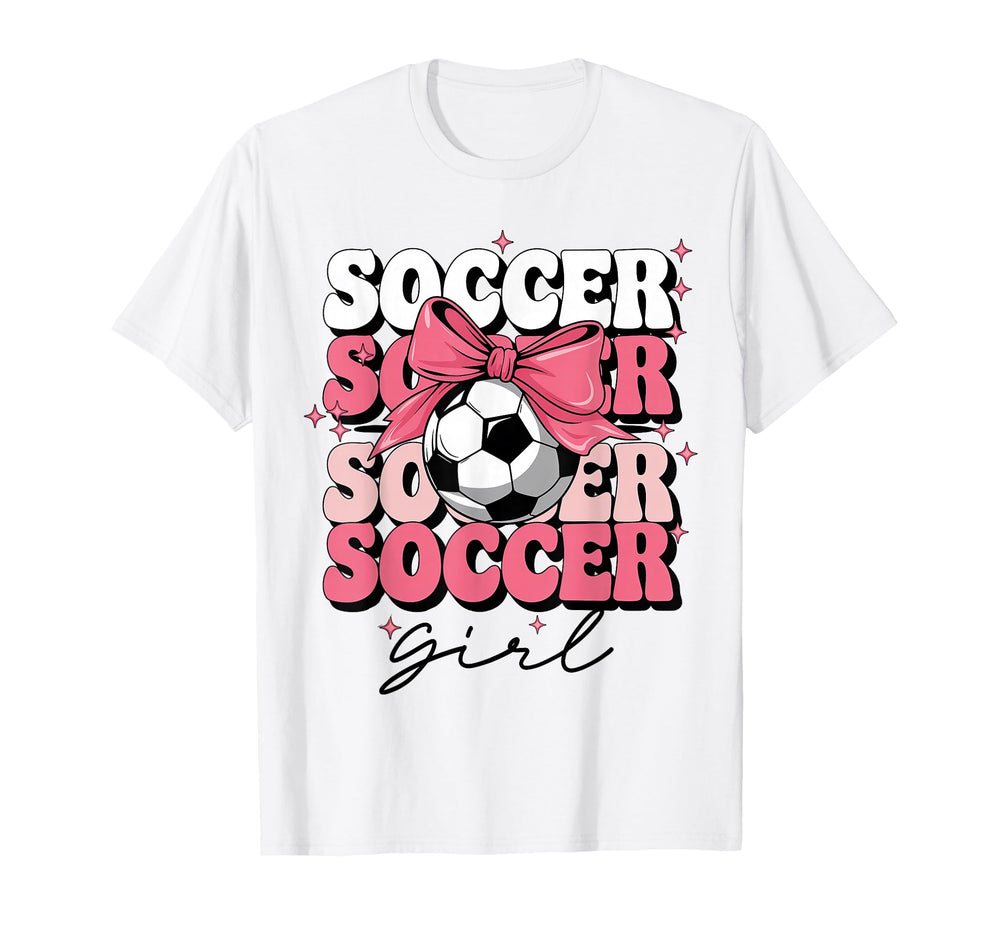 Groovy Soccer Coquette Bow Soccer T-Shirt - Streetwear Style for Adults