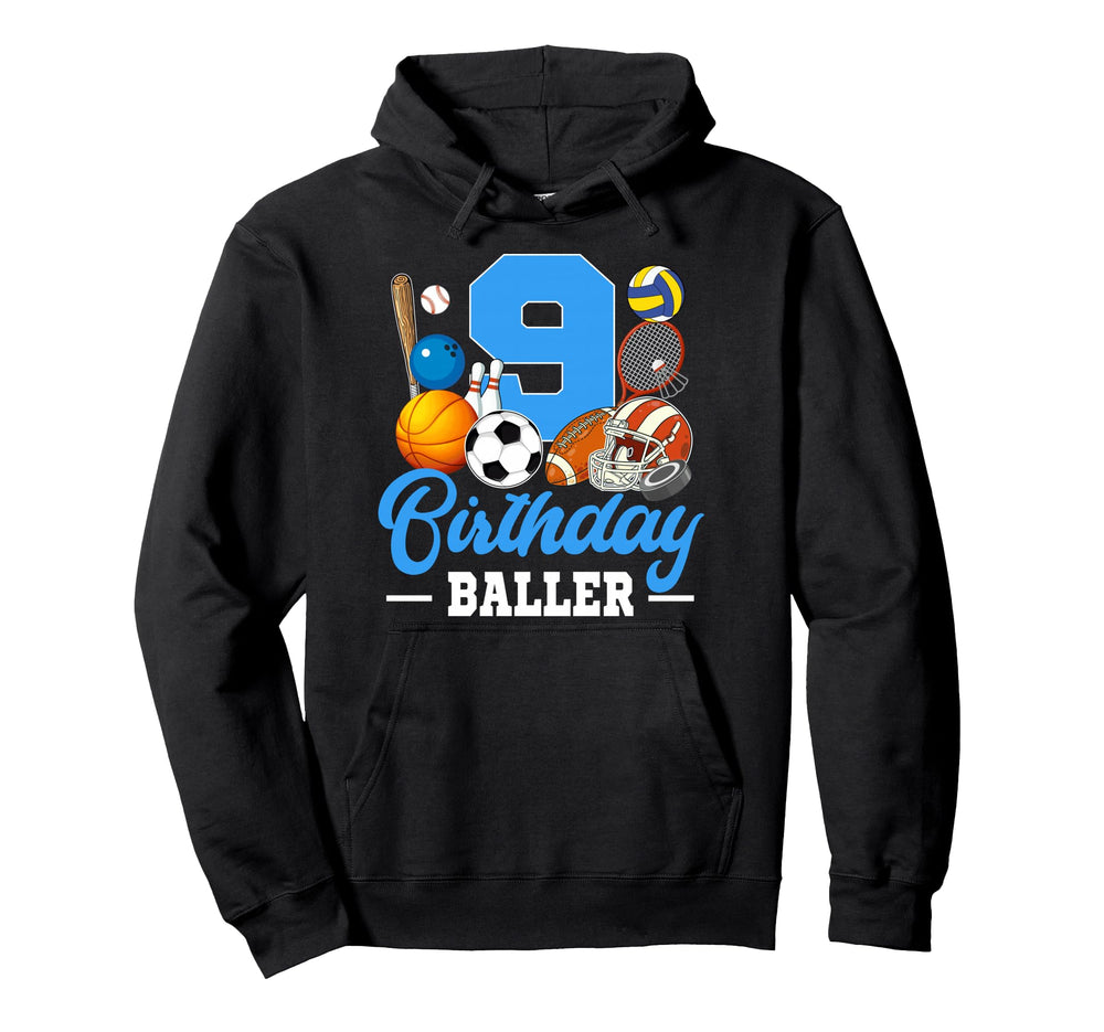 9 Year Old 9Th Birthday Sports Birthday Hoodie - Unique Graphic Unisex