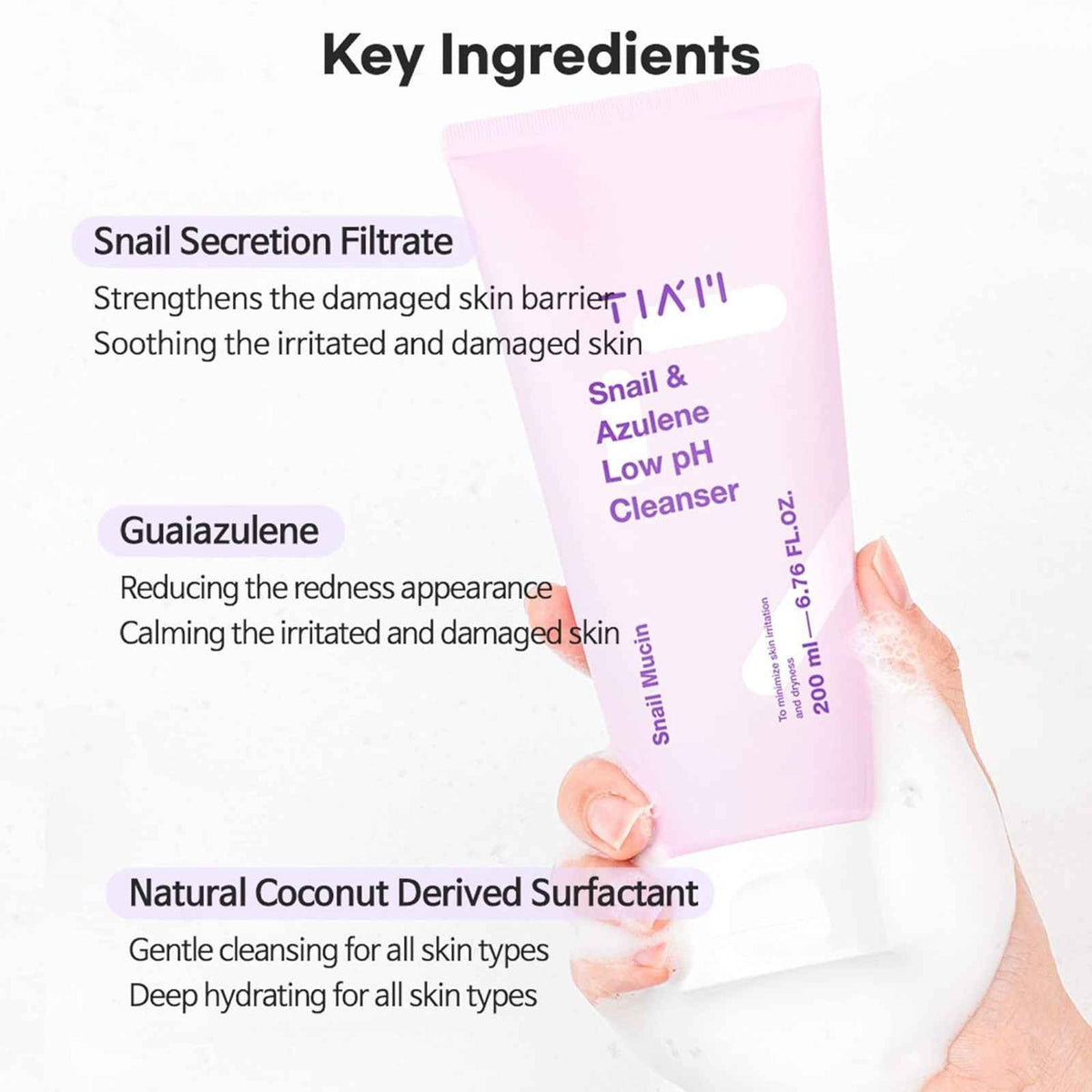 TIA'M Snail & Azulene Low pH Cleanser