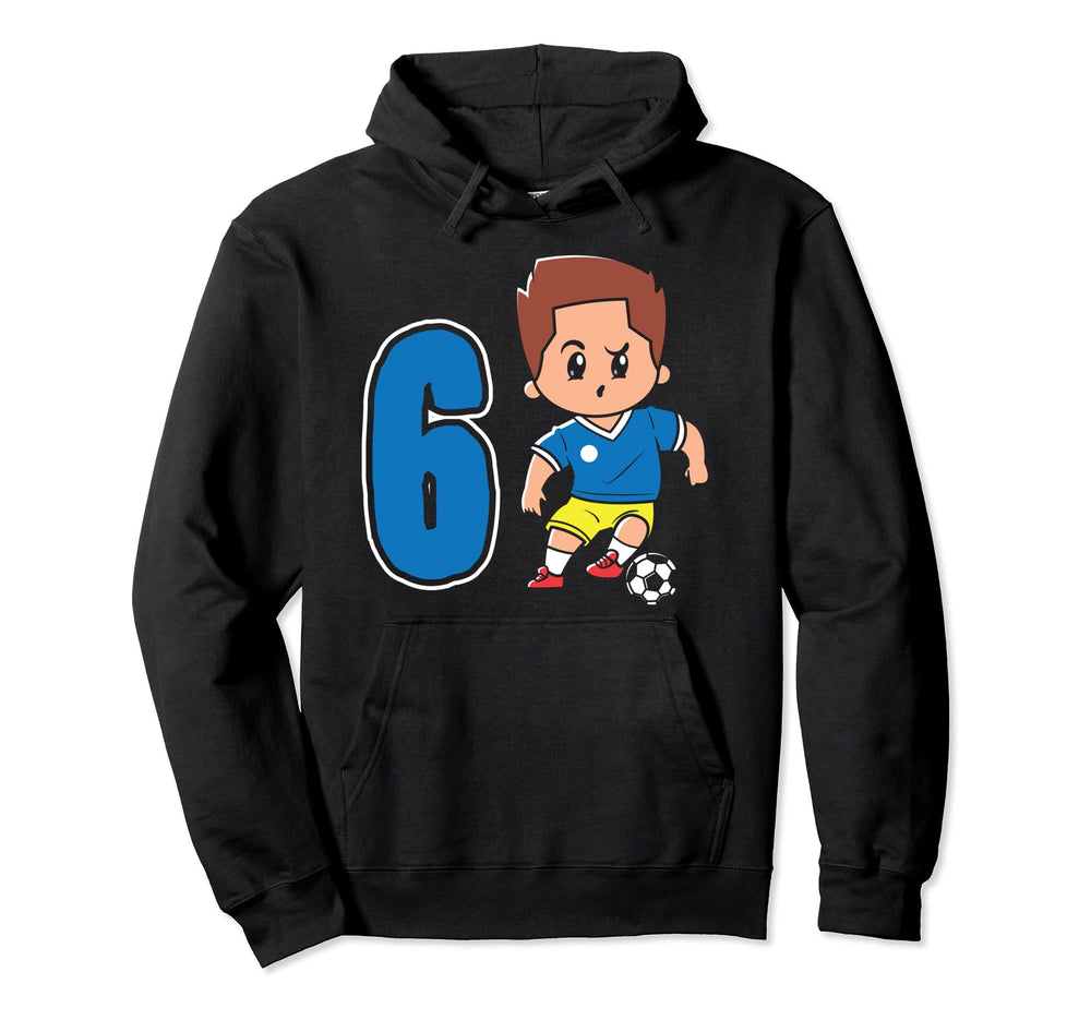 6Th Birthday 6 Years Soccer Football Hoodie - Graphic Print for Adults