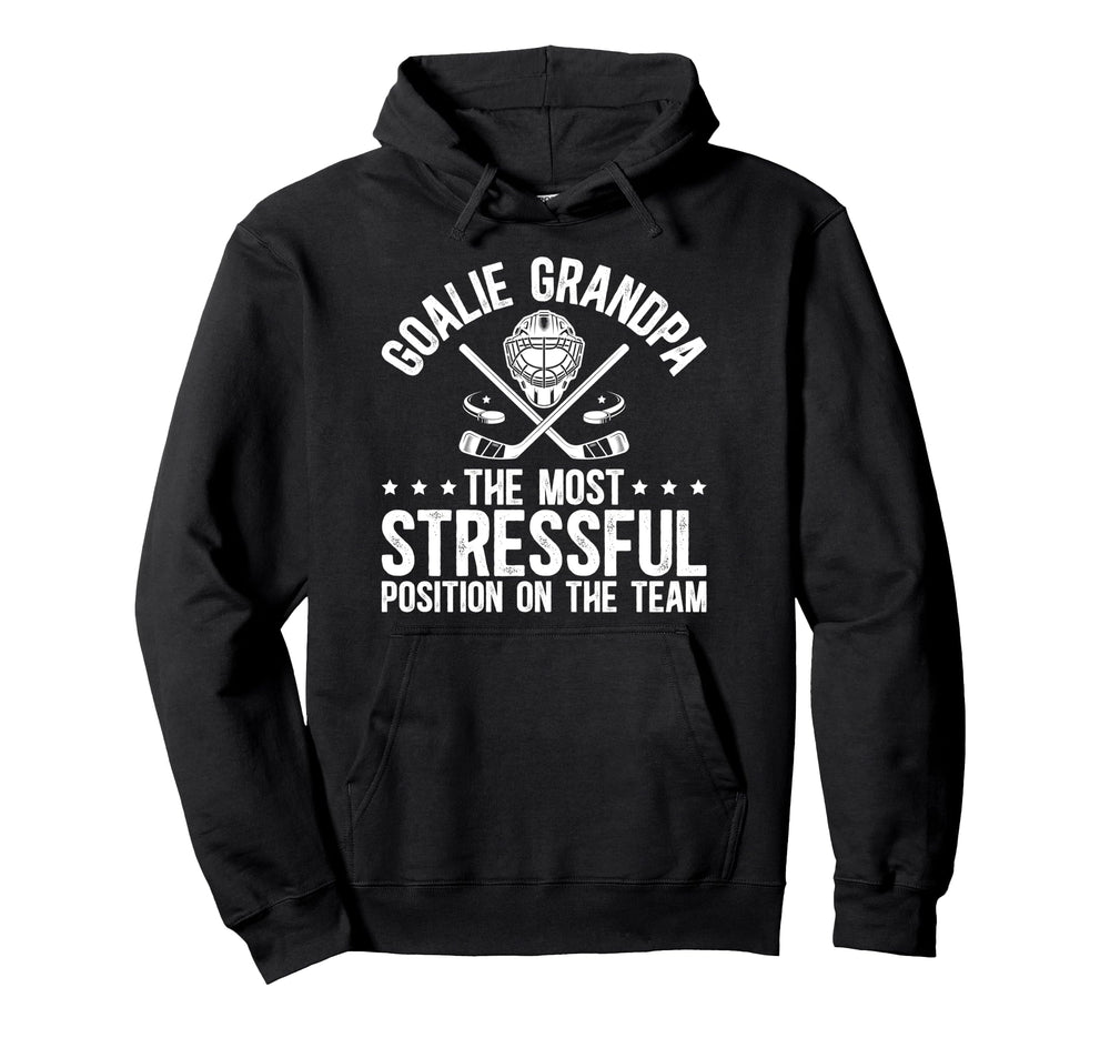 Funny Hockey Goalie Grandpa Hockey Hoodie - Minimalist Print for Adults