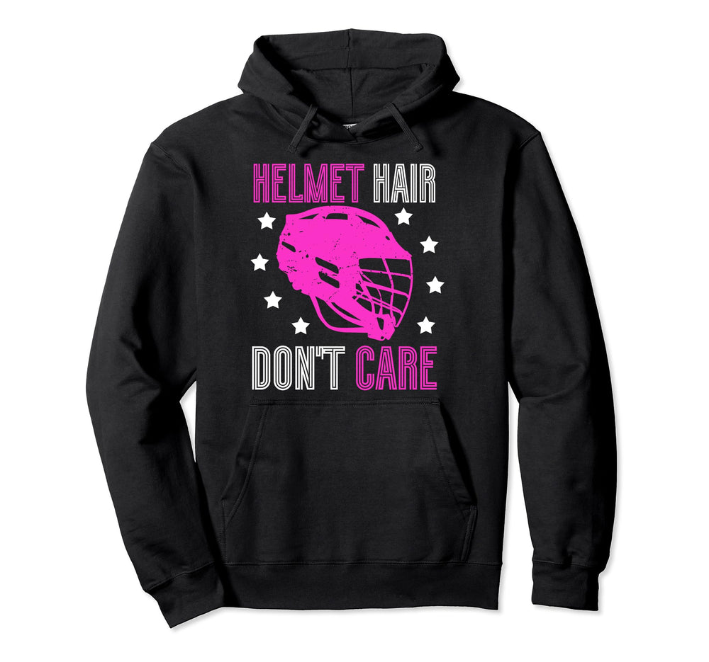 Helmet Hair Dont Care Lacrosse Goalie Hoodie - Custom Art Print for Adults