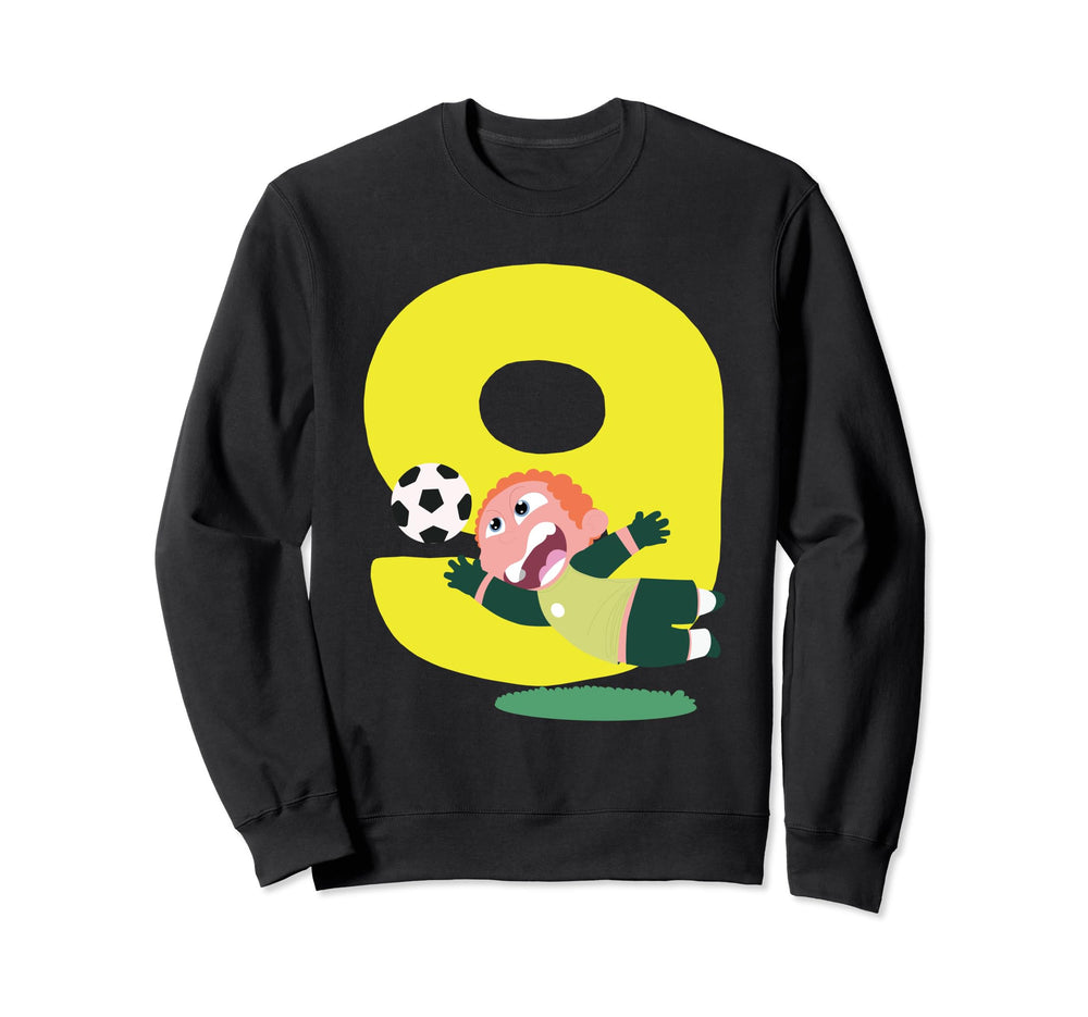 9Th Birthday 9 Years Soccer Football Sweatshirt - Custom Art Print Unisex