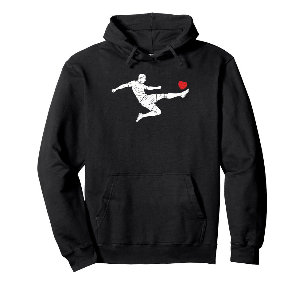 Valentines Us Soccer Player Silhouette Hoodie - Graphic Print for Adults