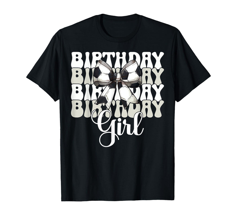 Birthday Soccer Coquette Bow T-Shirt - Minimalist Print for Adults