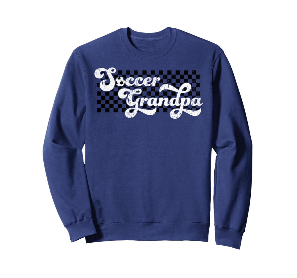 Soccer Grandpa Grandfather Checkered Sweatshirt - Graphic Print Men Women