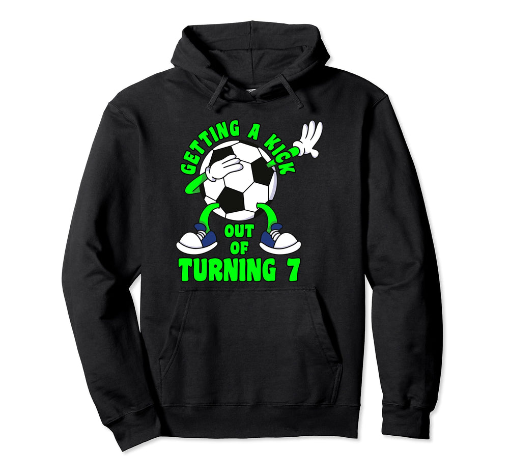7 Year Old Happy 7Th Birthday Soccer Hoodie - Fun Novelty Design Men Women