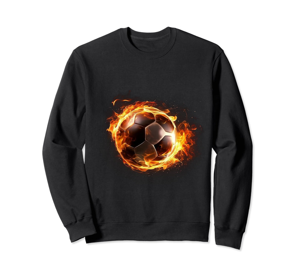 Realistic Fire Football Ball Soccer Sweatshirt - Trendy Graphic Men Women