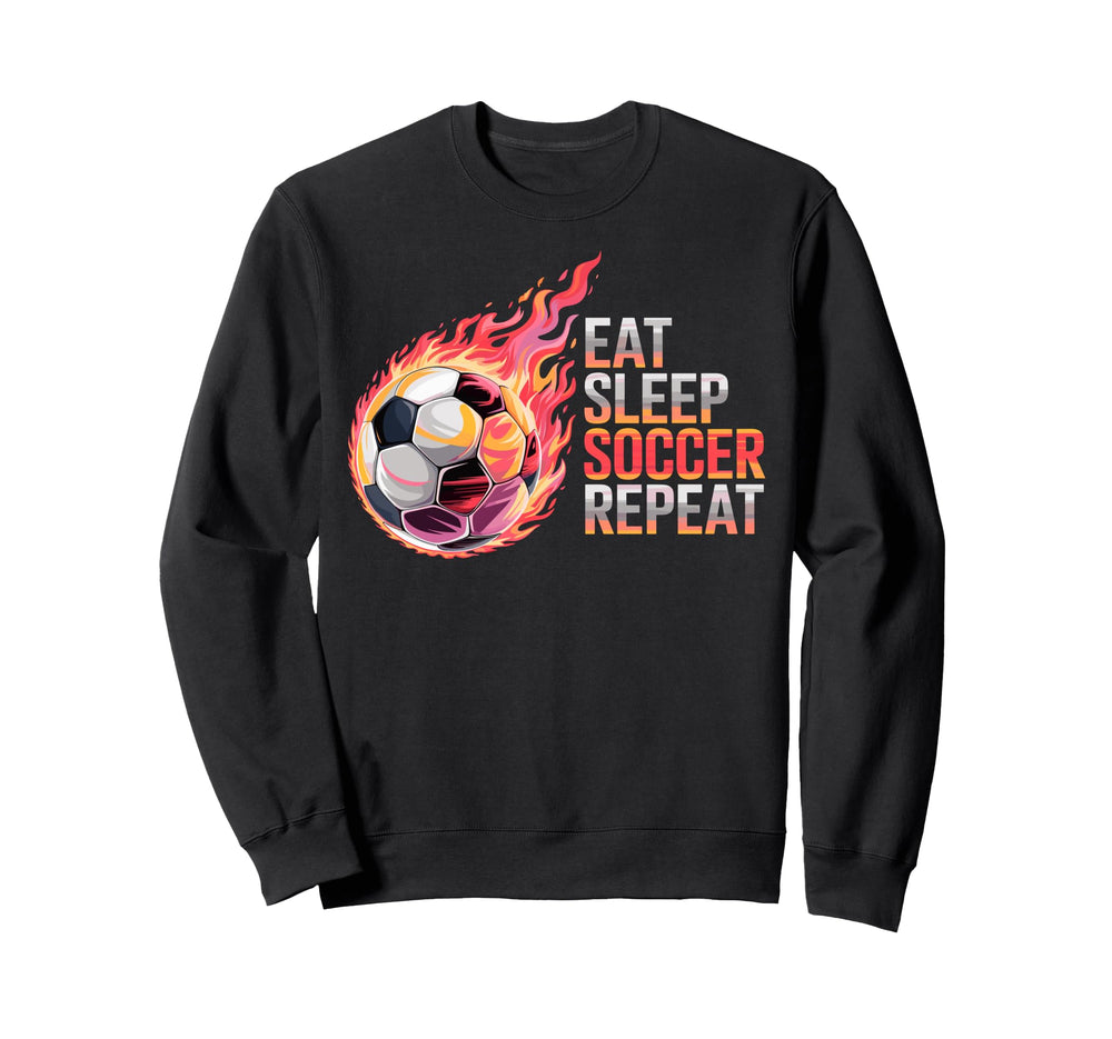 Eat Sleep Soccer Repet Goalie Player Sweatshirt - Unique Graphic Unisex