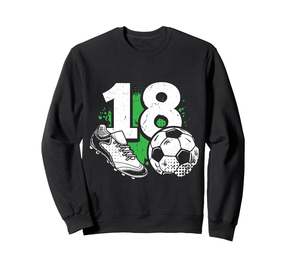 18Th Birthday Soccer Player Football Sweatshirt - Aesthetic Graphic Unisex