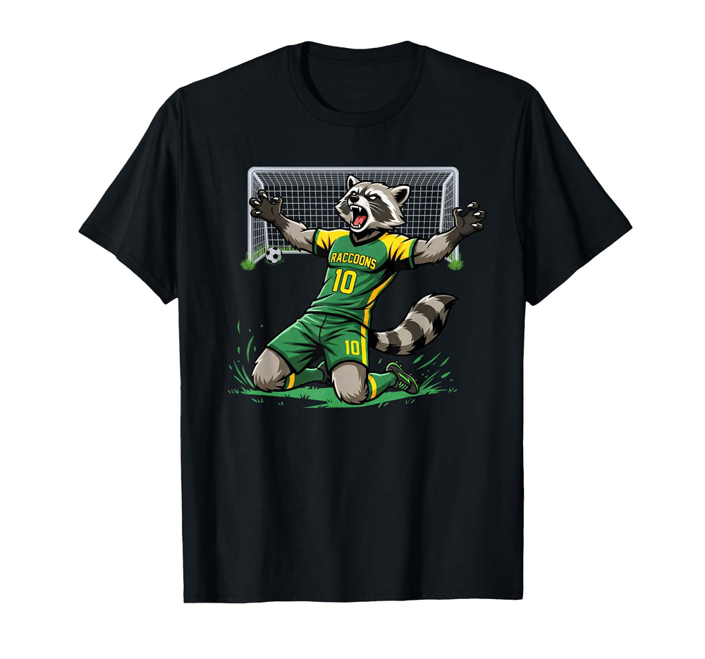 Funny Feral Raccoon Soccer T-Shirt - Casual Everyday Wear for Adults