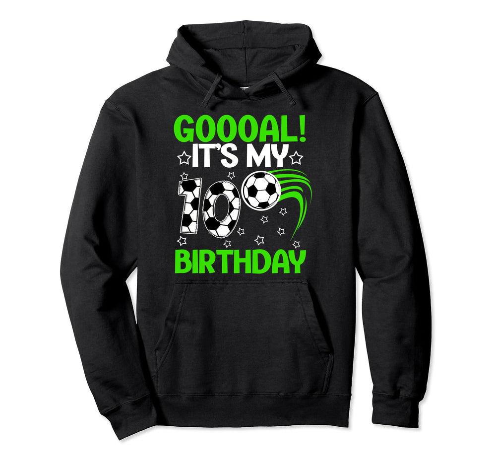 10Th Birthday Party Soccer Ten Year Old Hoodie - Graphic Print for Adults