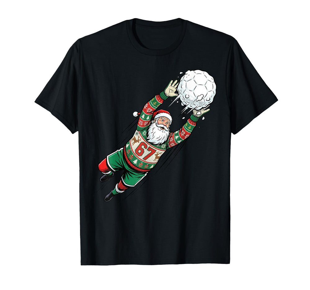 Santa 67 Soccer Goalie Ugly Funny T-Shirt - Aesthetic Graphic for Adults