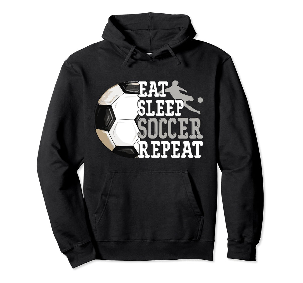 Eat Sleep Soccer Repeat Sport Player Hoodie - Trendy Graphic for Adults