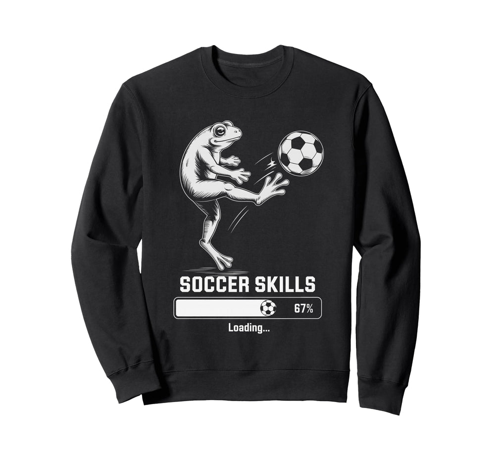 Kawaii Frog Soccer Skills Loading Sweatshirt - Trendy Graphic for Adults