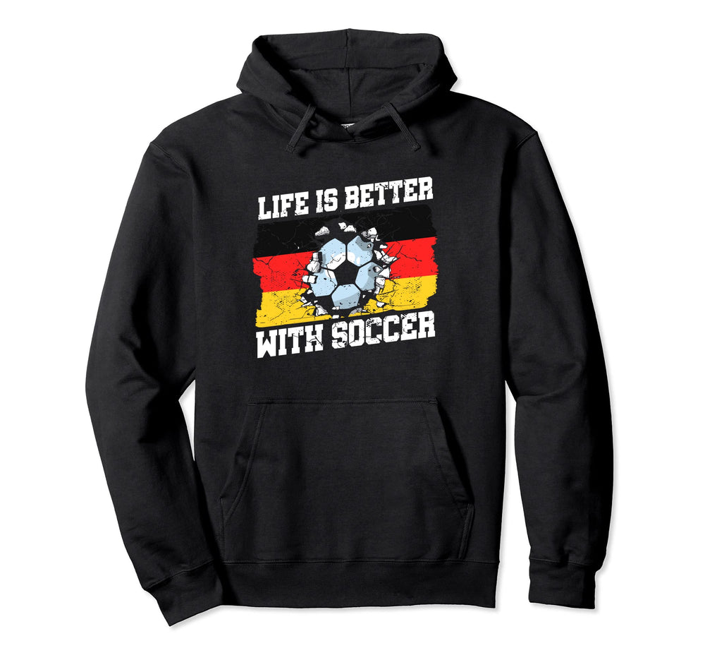 Life Is Better German Flag Football Hoodie - Fun Novelty Design Unisex