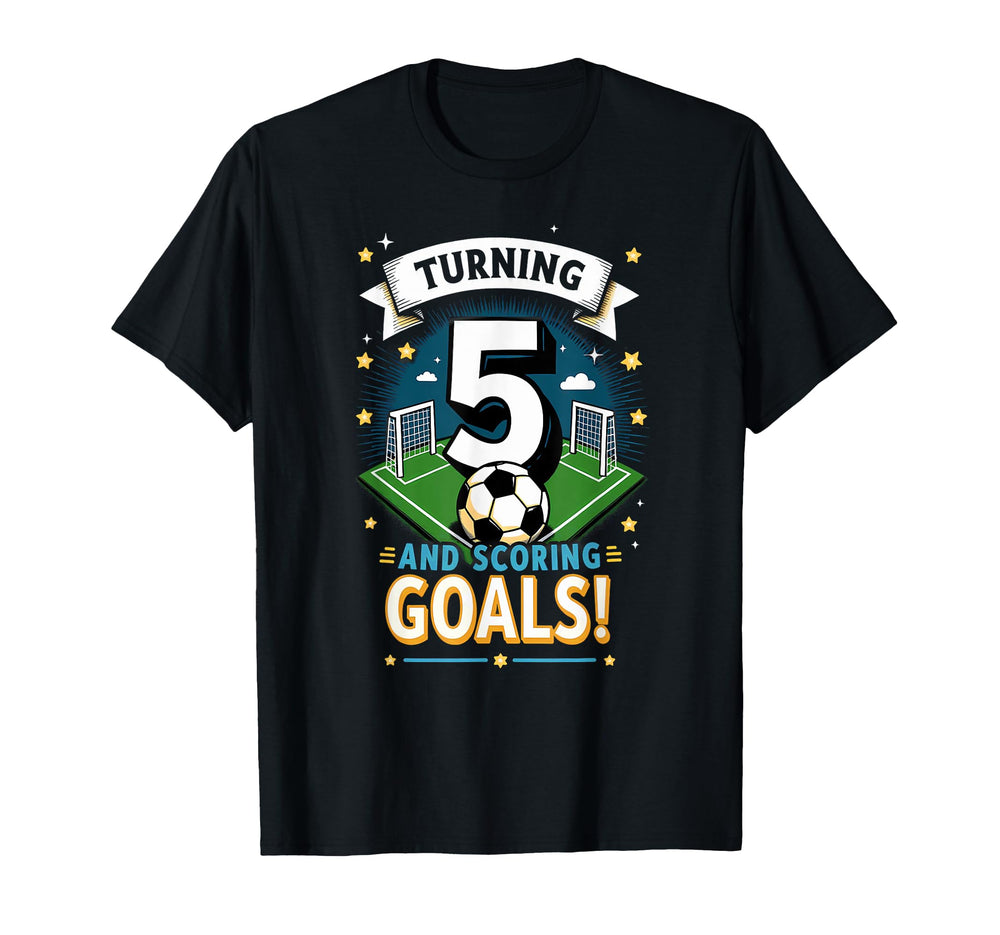 Turning 5 Scoring Goals 5Th Birthday T-Shirt - Minimalist Print for Adults