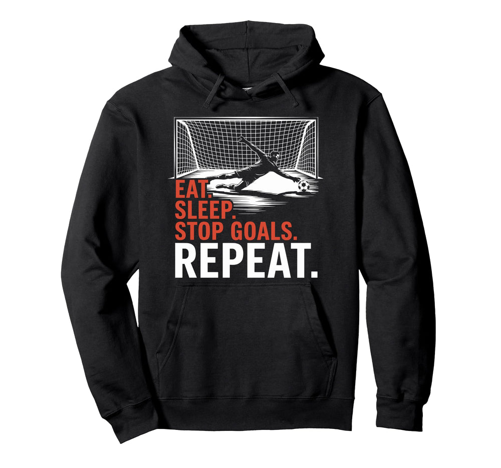 Eat Sleep Stop Goal Repeat Coach Team Hoodie - Unique Graphic for Adults