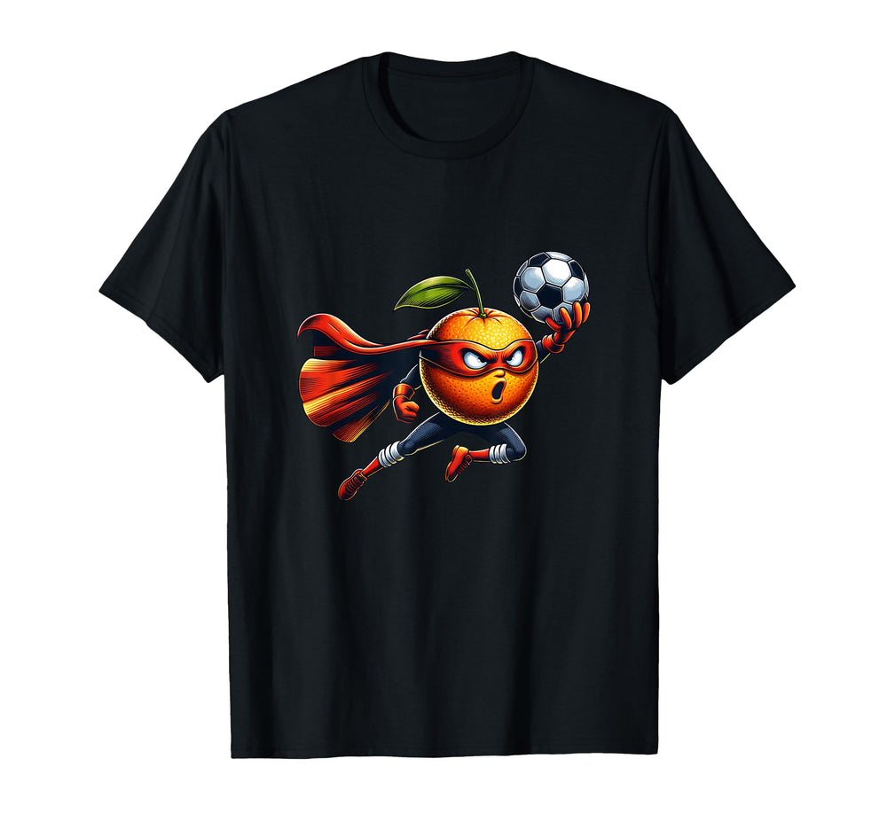 Superhero Orange Football Cartoon T-Shirt - Minimalist Print Men Women