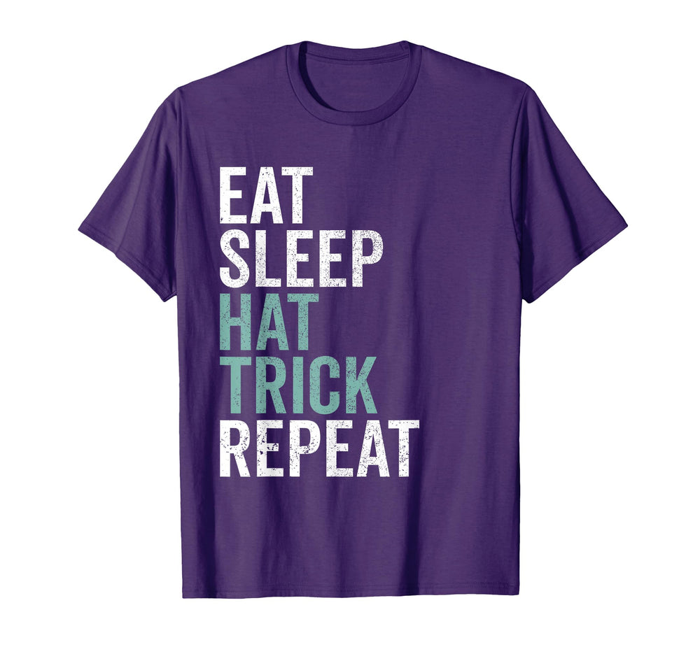 Eat Sleep Hat Trick Repeat Soccer T-Shirt - Minimalist Print Unisex