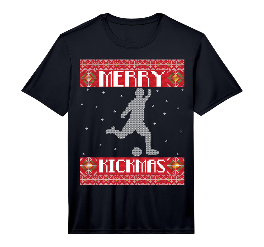 Merry Kickmas Football Player Soccer Ugly T-Shirt - Graphic Print Unisex