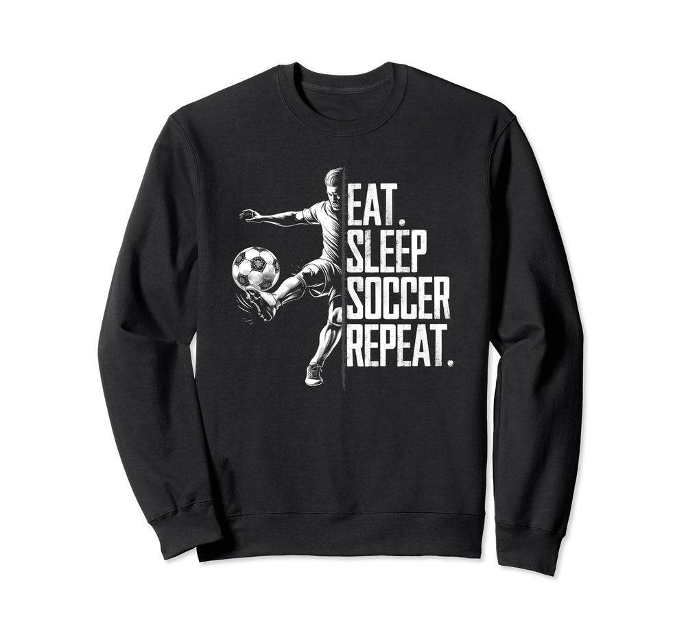 Eat Sleep Soccer Repeat Athletic Sweatshirt - Graphic Print for Adults