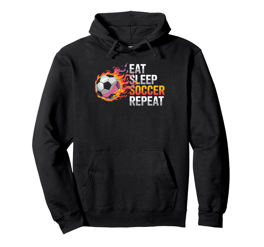 Eat Sleep Soccer Repet Goalie Player Fan Hoodie - Novelty Apparel Unisex