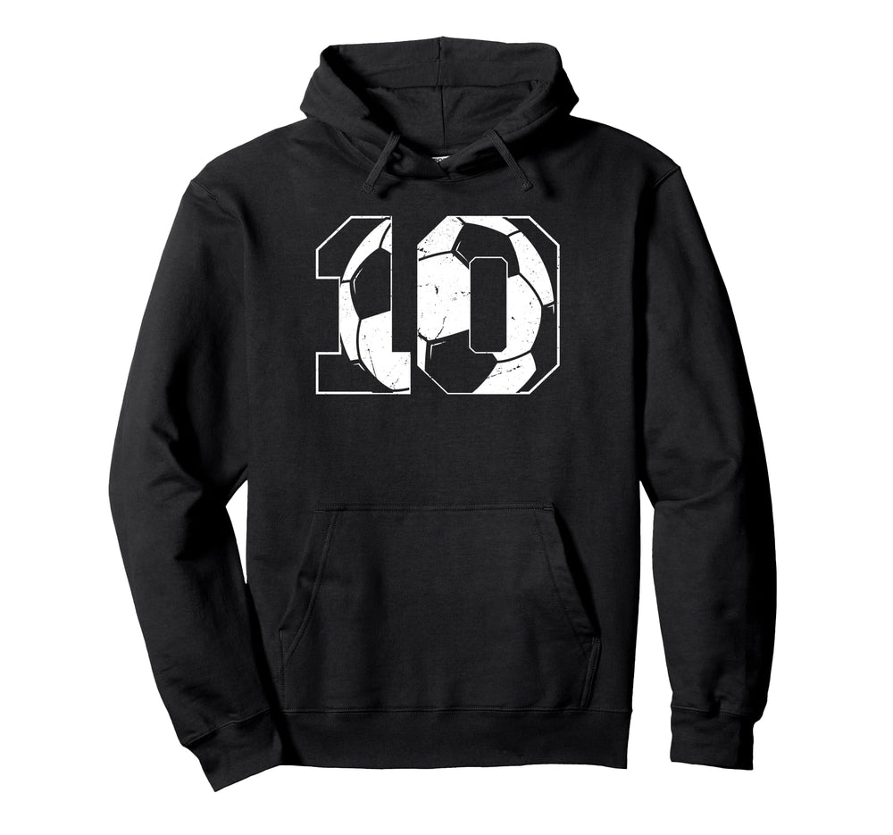 10Th Birthday Soccer Player Football 10 Hoodie - Unique Graphic Unisex