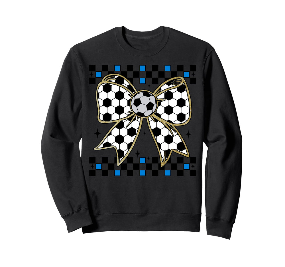 Soccer Bow Checkered Ribbon Gift Hoodie - Aesthetic Graphic for Adults